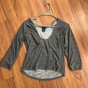 Wet Seal Cropped Hooded Top Gray